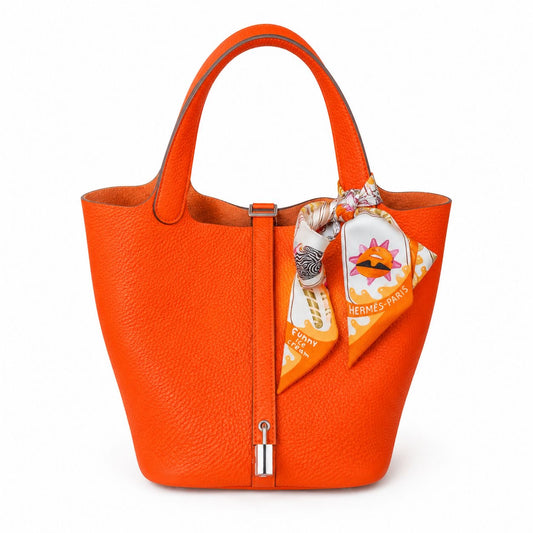 HERMÈS - *NEVER WORN* BAG PICOTIN 22 ORANGE TAURILLON CLEMENCE LEATHER