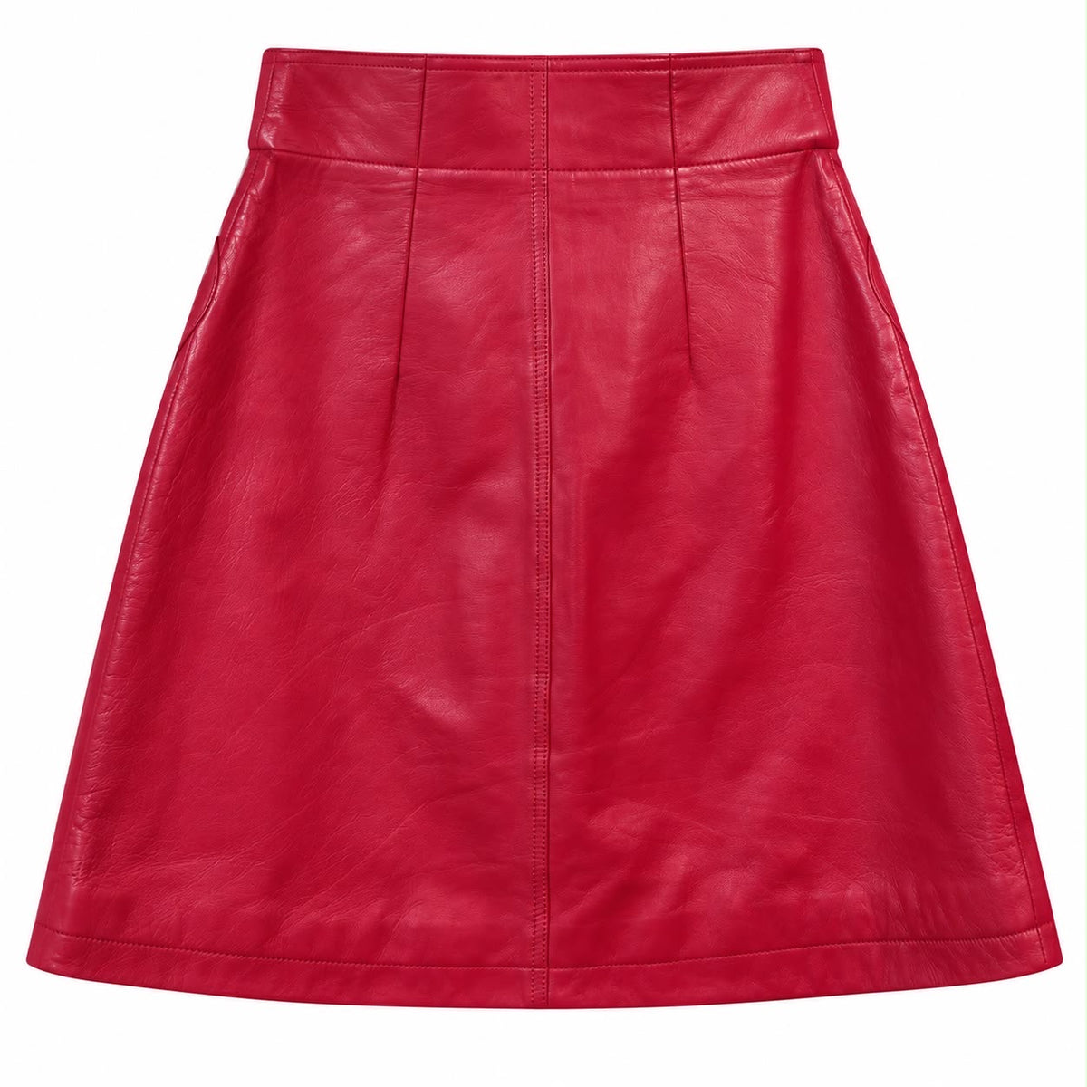 DIOR - SKIRT RED LAMBSKIN WITH HEART PATCH SIZE 34 FR