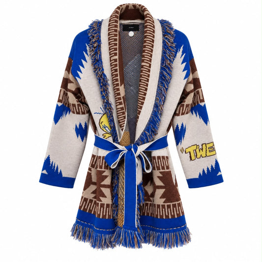 ALANUI - CARDIGAN BELTED MULTICOLOR LOONEY TUNES TWEETY SIZE S