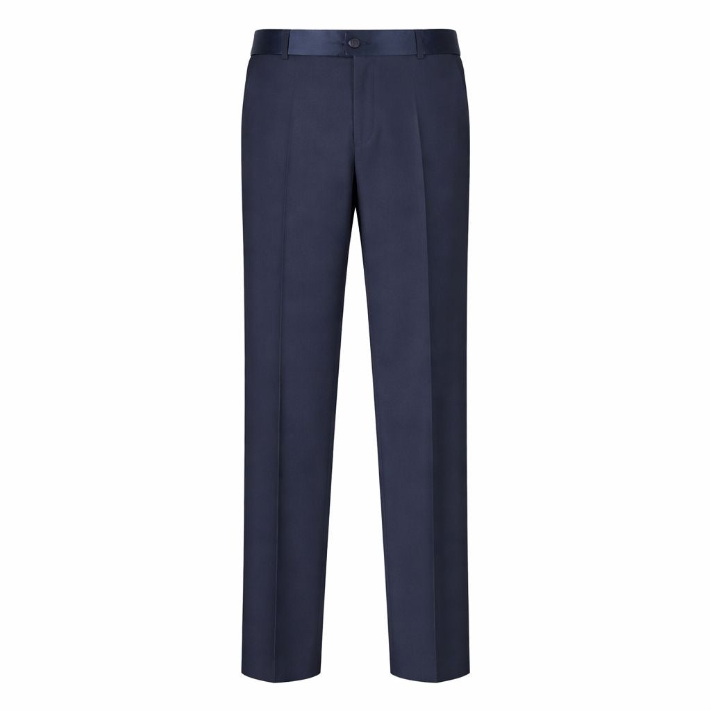 SAINT LAURENT - SUIT JACKET AND TROUSERS BLUE WITH SATIN LAPELS SIZE 40 FR