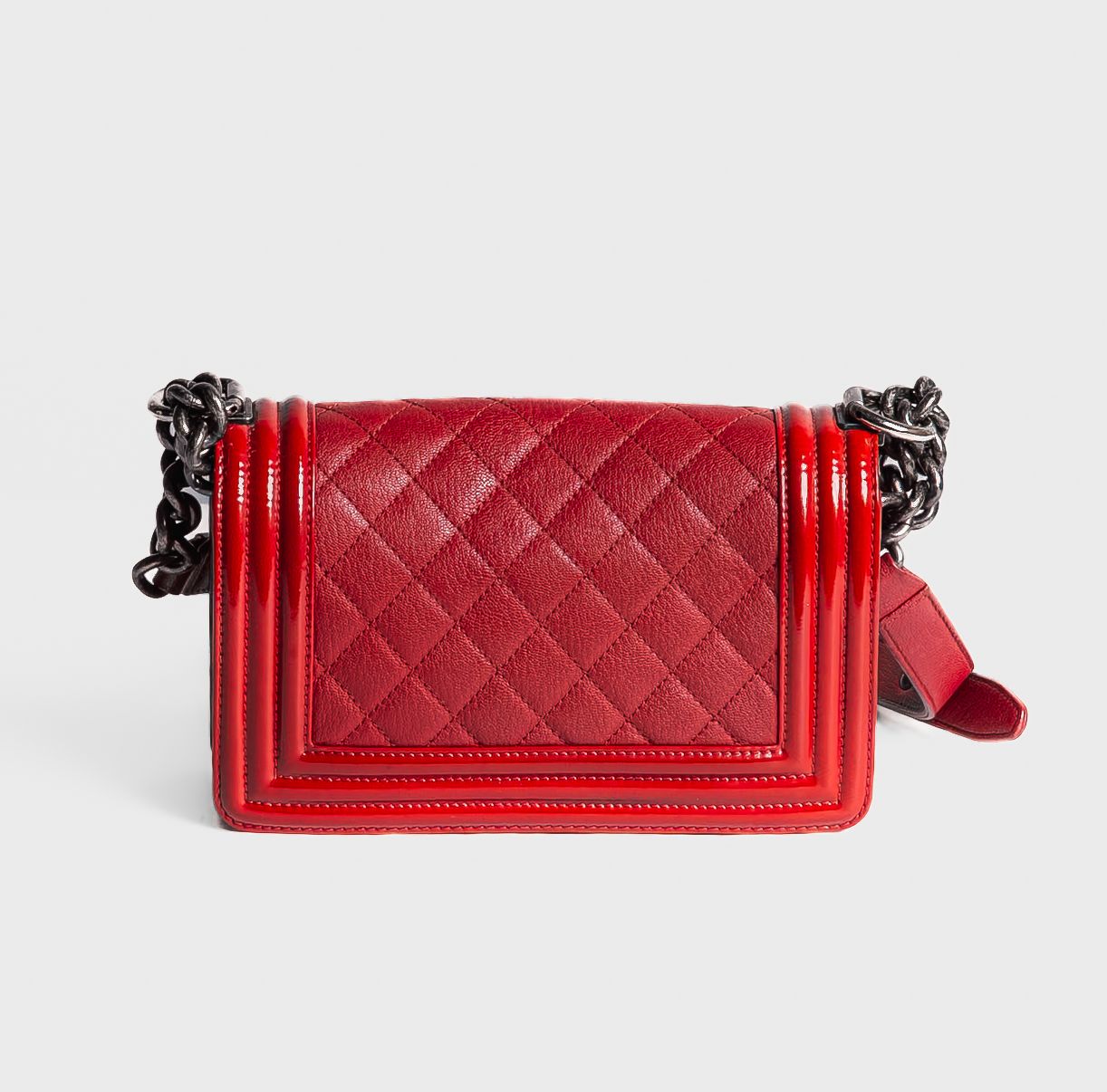 CHANEL - *LIMITED EDITION* BAG BOY SMALL RED AND RUTHENIUM HARDWARE