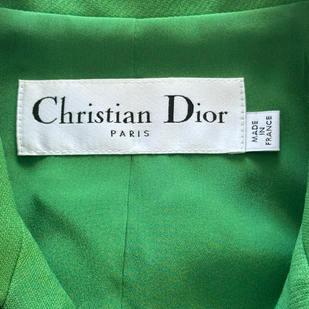 DIOR - JACKET CROPPED EMERALD GREEN WOOL & SILK WITH BLACK BUTTONS SIZE 34 FR