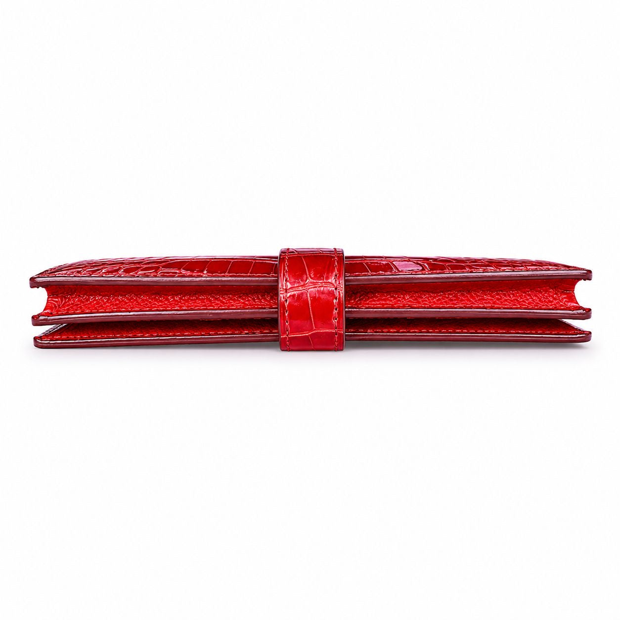 HERMÈS - WALLET BEARN RED ALLIGATOR LEATHER PALLADIUM HARDWARE
