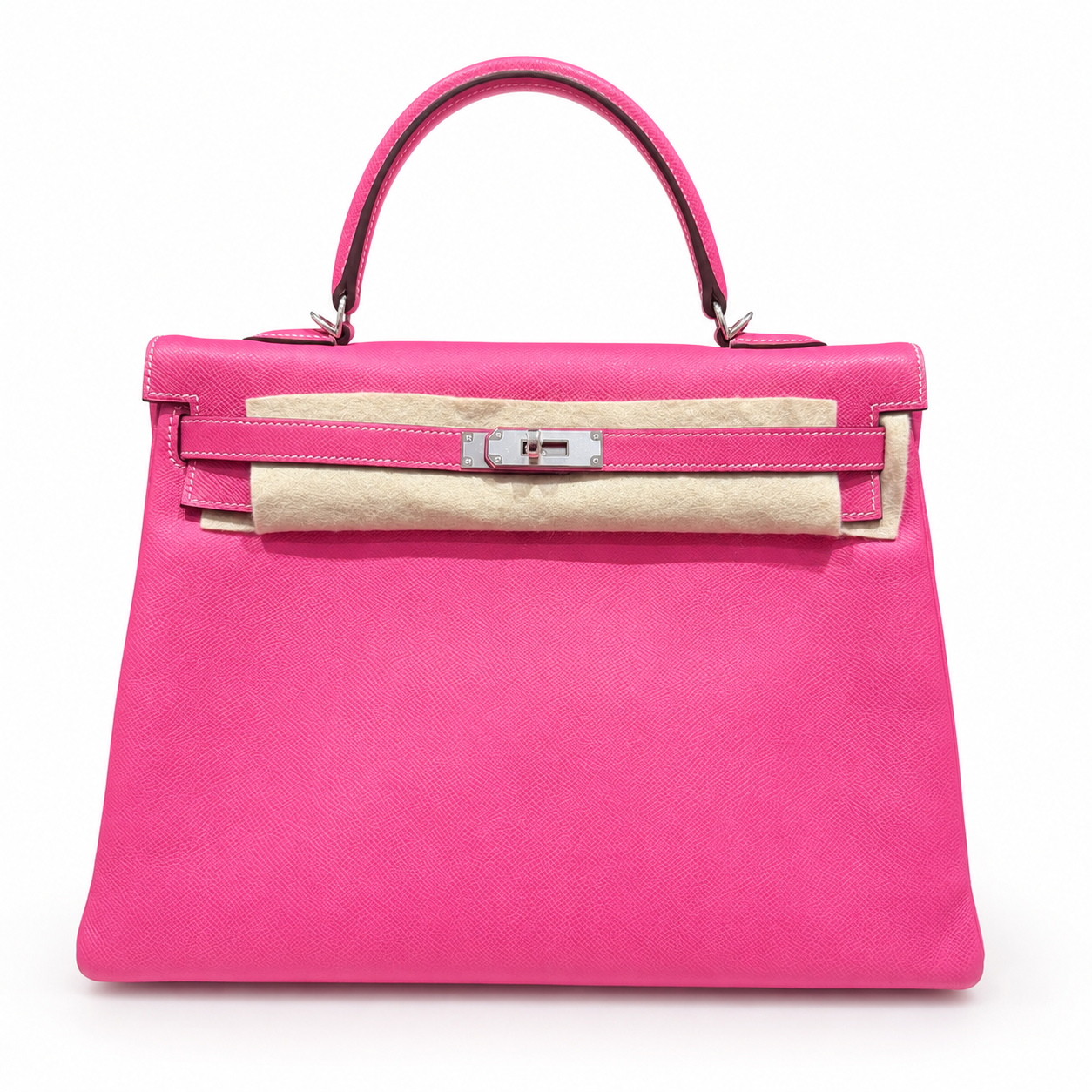 HERMÈS - *RARE* KELLY 35 EPSOM LEATHER ROSE TYRIEN SILVER HARDWARE