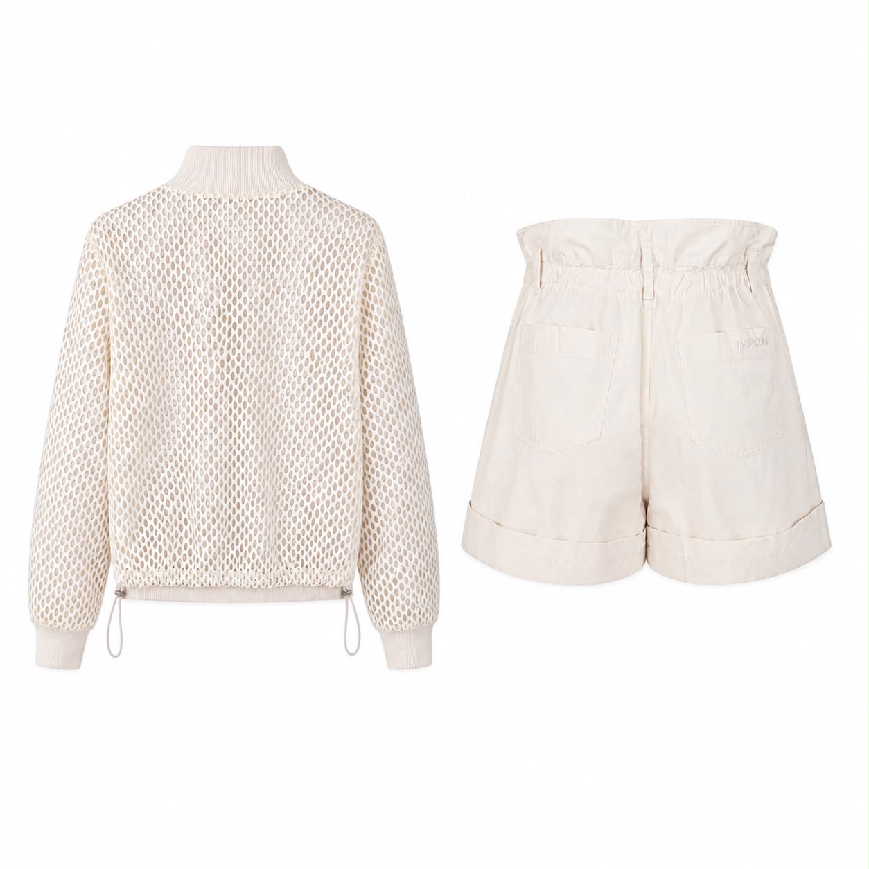 MONCLER -JACKET & SHORTS SET BEIGE TECHNICAL SIZE 42 IT