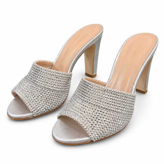 GIUSEPPE ZANOTTI - SANDALS METALLIC CRYSTAL-EMBELLISHED SIZE 37 EU
