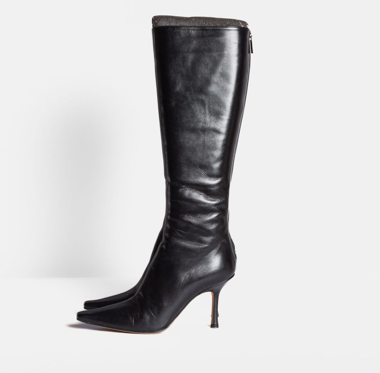 JIMMY CHOO - HIGH BOOTS BLACK LEATHER SIZE 37,5 EU