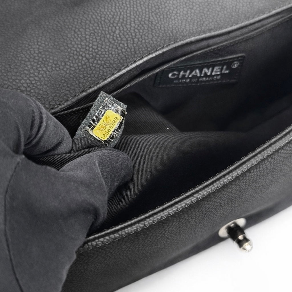 CHANEL - BAG BOY MATTE CAVIAR RUTHENIUM HARDWARE MEDIUM SIZE