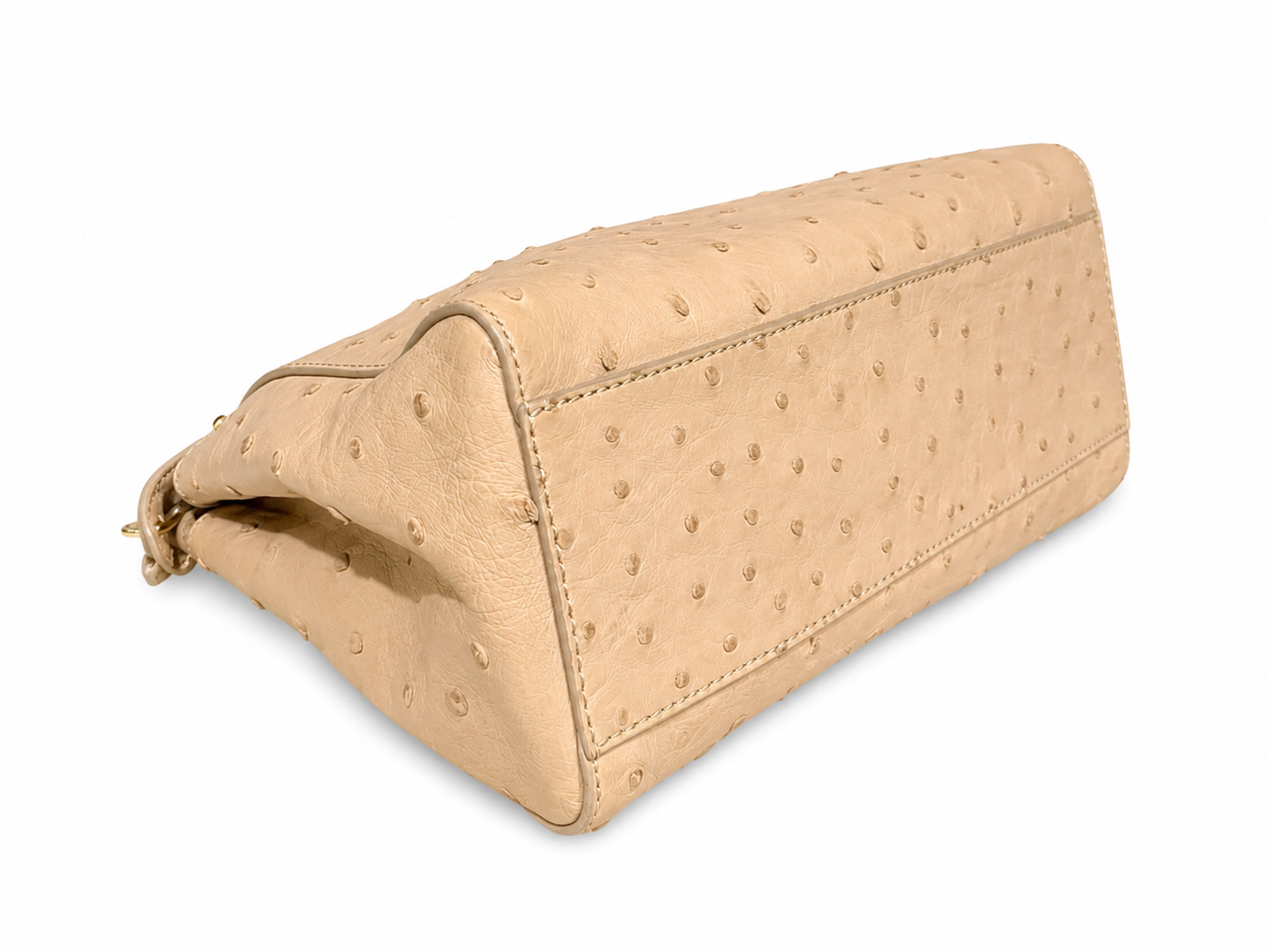 FENDI - PEEKABOO BAG BEIGE OSTRICH LEATHER WITH STRAP
