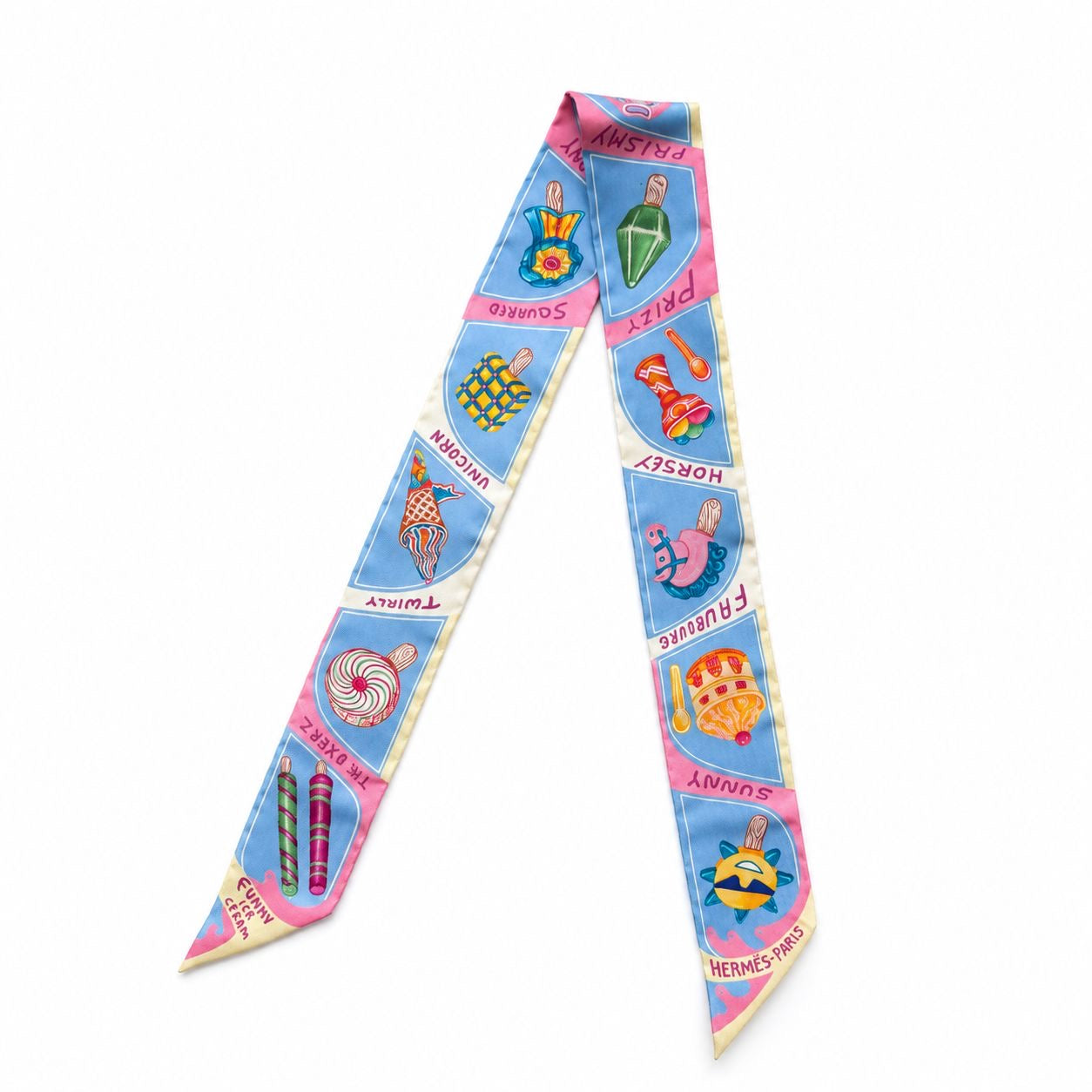 HERMÈS - *NEW* TWILLY FOULARD SILK MULTICOLOR “FUNNY ICE CREAM”