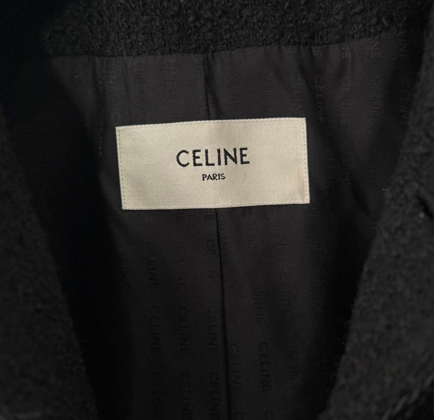 CÉLINE - JACKET TWEED BLACK BRAIDED TRIM GOLD BUTTONS SIZE 36 FR