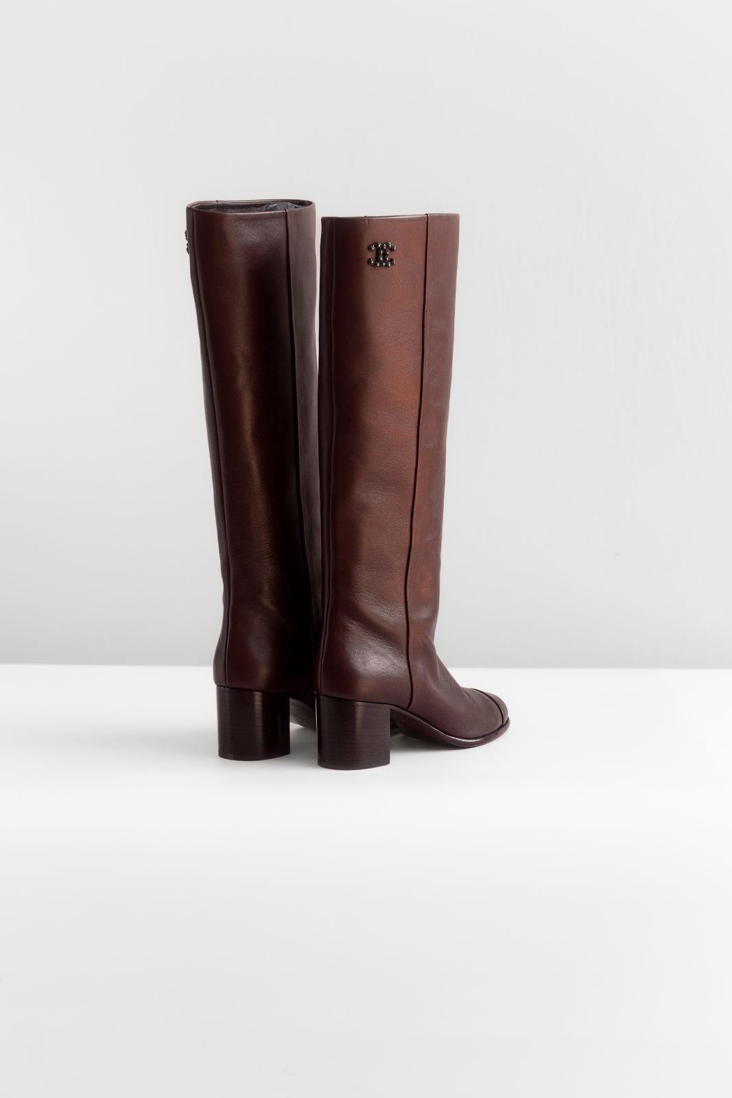 CHANEL - *BRAND NEW* HIGH BOOTS BURGUNDY LEATHER SIZE 39 EU