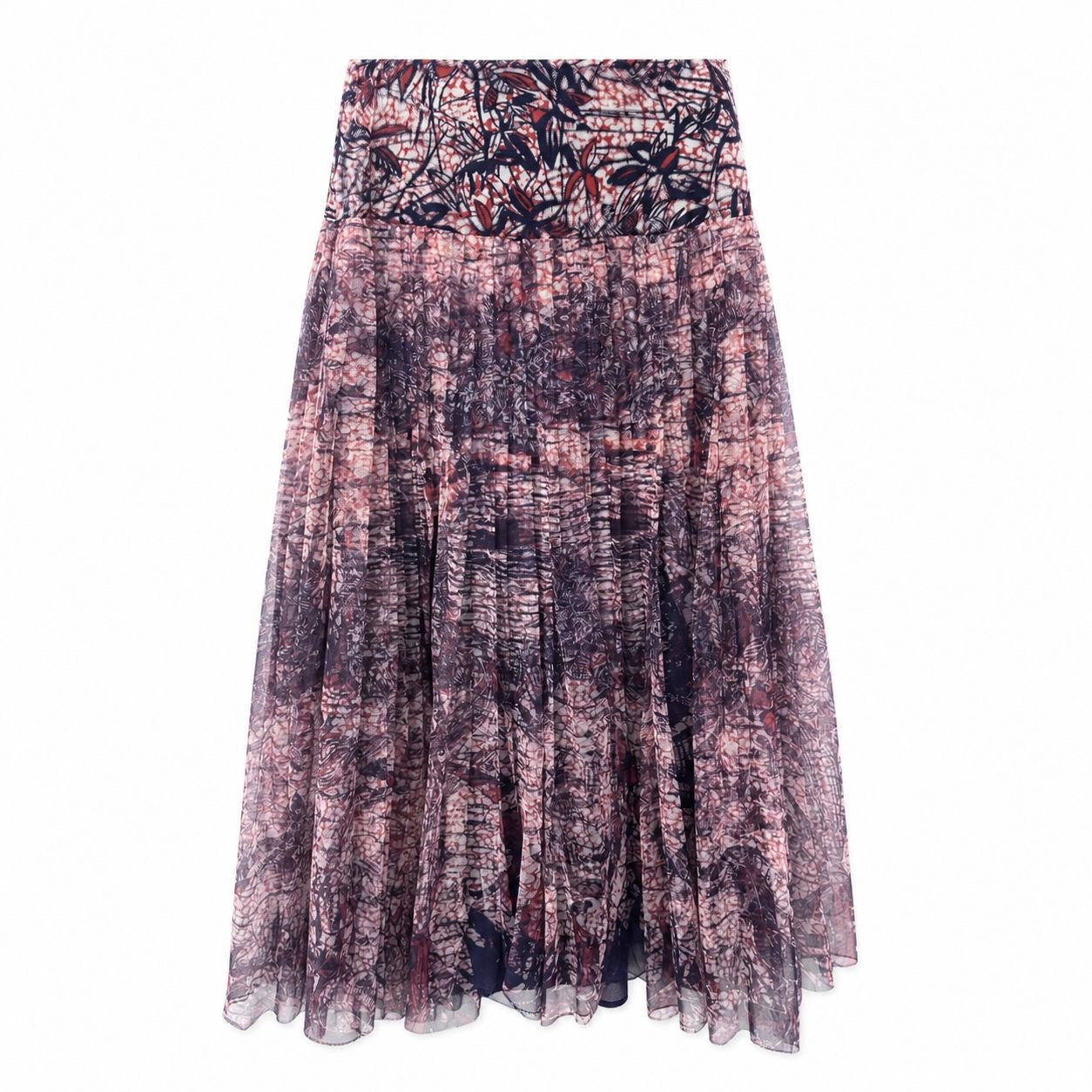 DIOR - SKIRT LONG PLUMETIS BLUE/BORDEAUX PRINT SIZE 34 FR