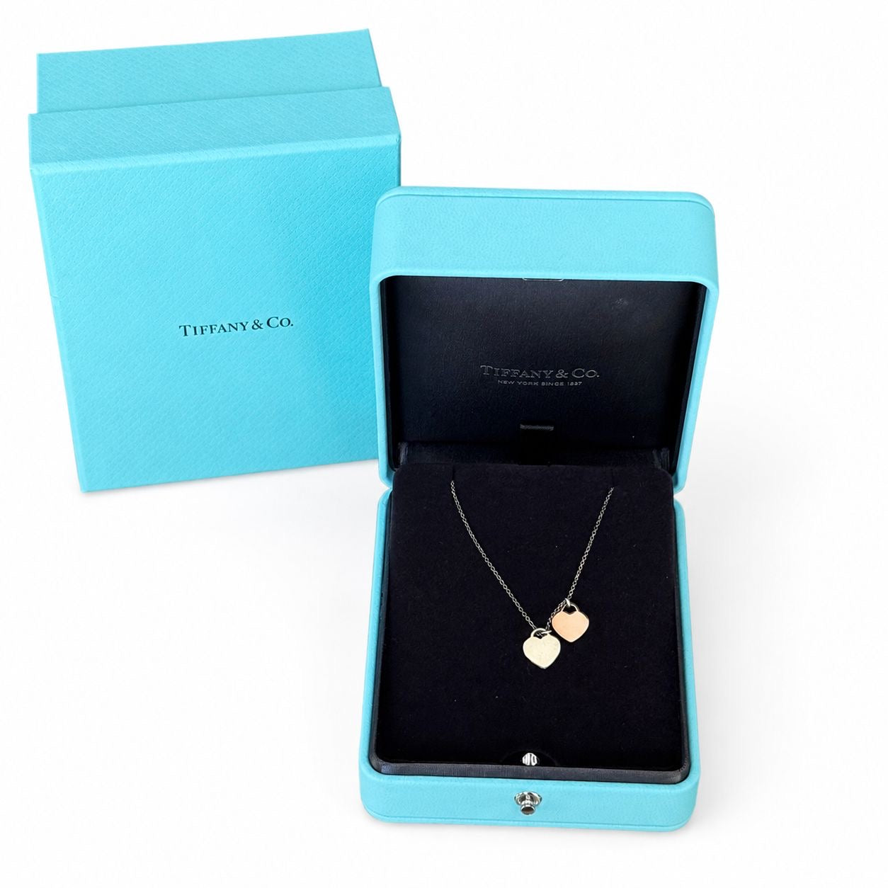 TIFFANY & CO. - *BRAND NEW* NECKLACE DOUBLE HEART IN SILVER AND 18K ROSE GOLD