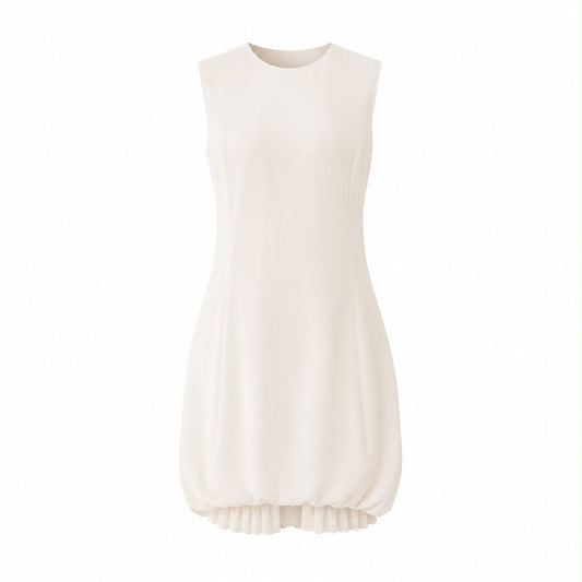 DIOR - DRESS MIDI ECRU SILK QITH PLEATED BACK SIZE 36 FR