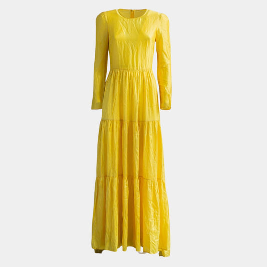 ALBERTA FERRETI - DRESS LONG YELLOW SILK 34 FR