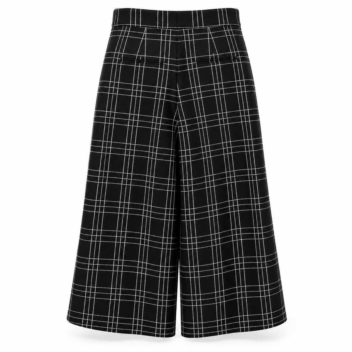 DIOR – *NEW* CROPPED TROUSERS IN BLACK AND WHITE CHECKED VIRGIN WOOL – 34 FR / 38 IT
