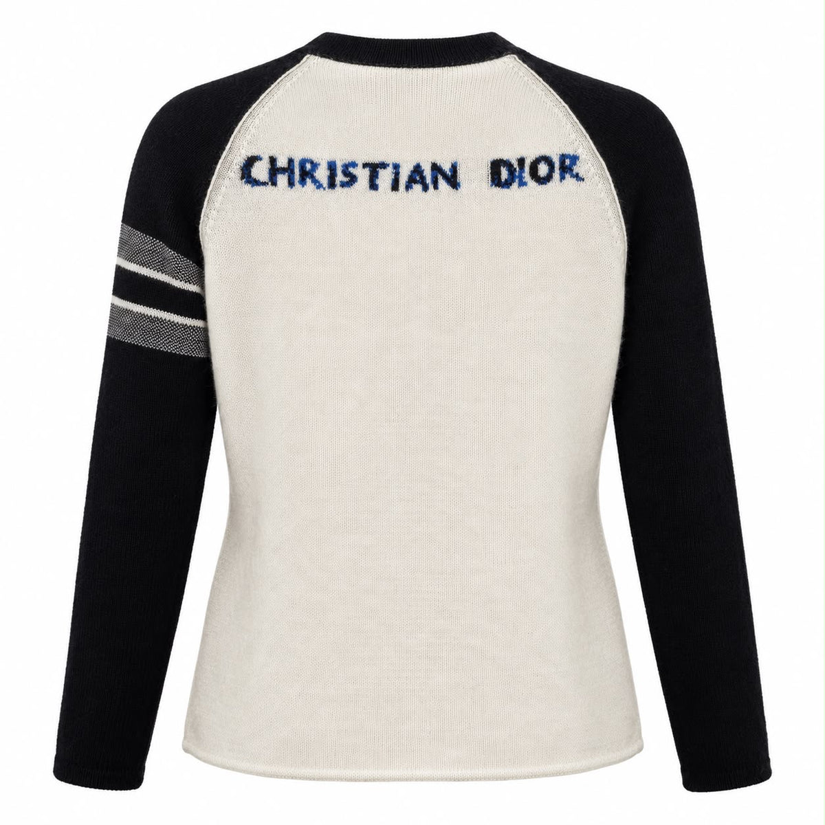 DIOR - SWEATER BLACK & IVORY CASHMERE HEARTBEAT SIZE 34 FR
