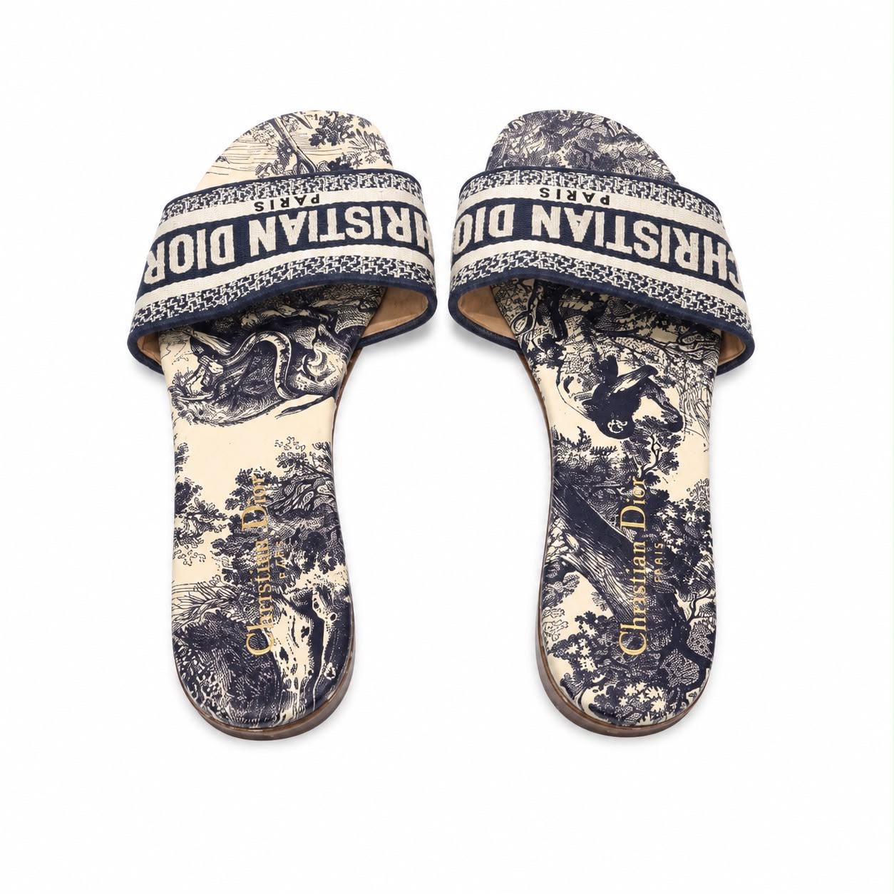 DIOR - SANDALS TOILE DE JOUY BLUE AND WHITE SIZE 38,5 EU