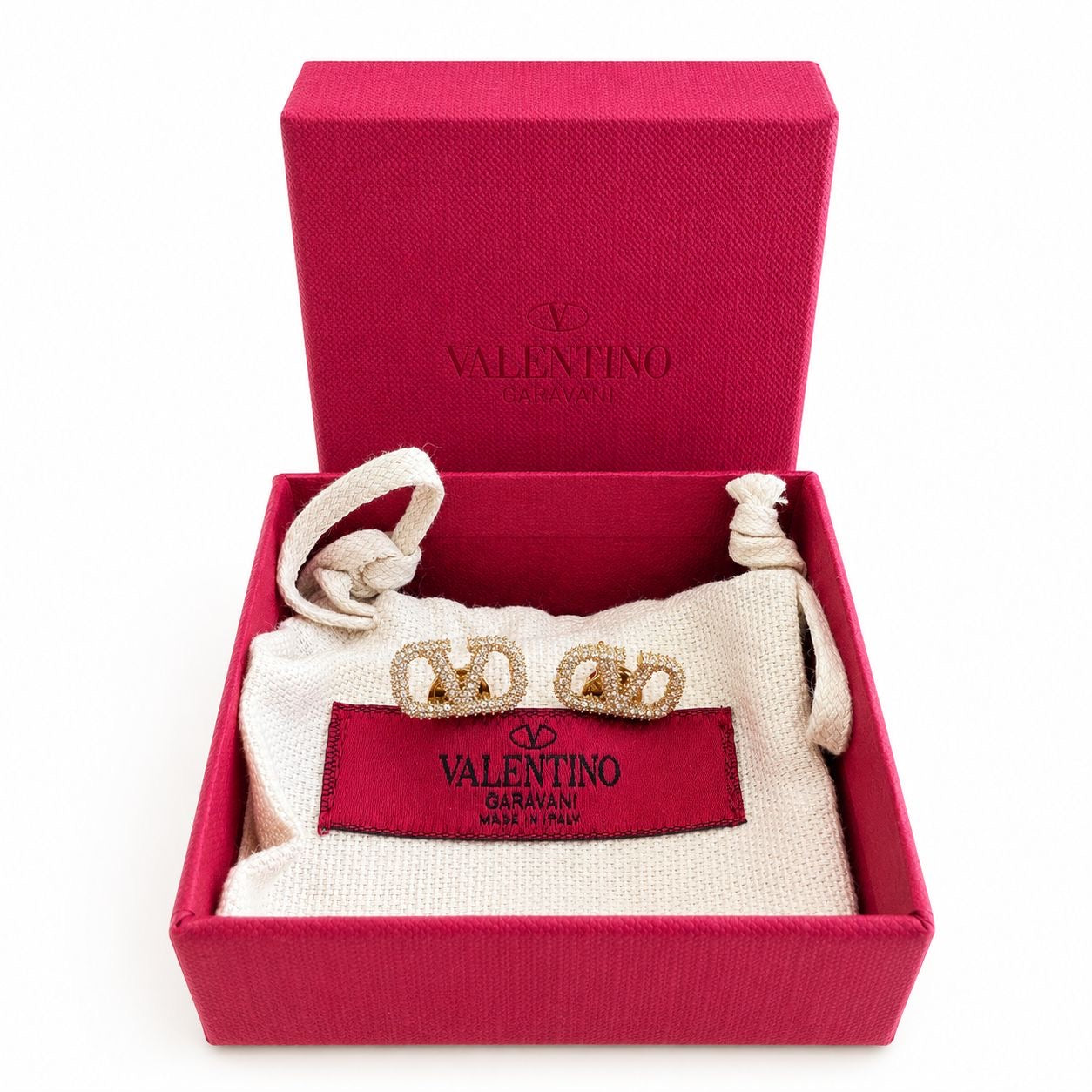 VALENTINO - *NEW* EARRINGS VLOGO SIGNATURE GOLD-TONE WITH CRYSTALS