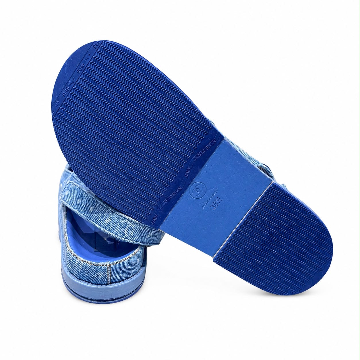 CHANEL - SANDALS DAD LIGHT BLUE DENIM WITH LOGO SIZE 38,5 EU