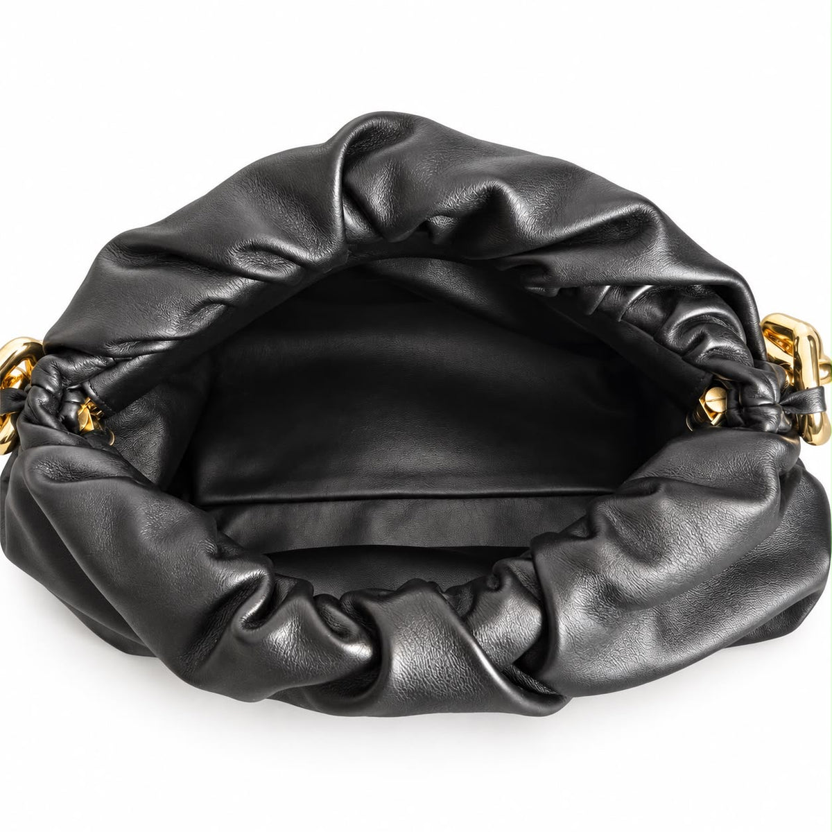 BOTTEGA VENETA - *NEW* POUCH CHAIN BLACK LEATHER WITH GOLD-TONE CHAIN