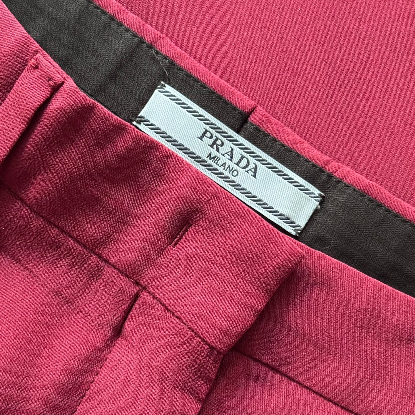 PRADA - TOP & TROUSERS MAGENTA BLACK SILK SET SIZE S