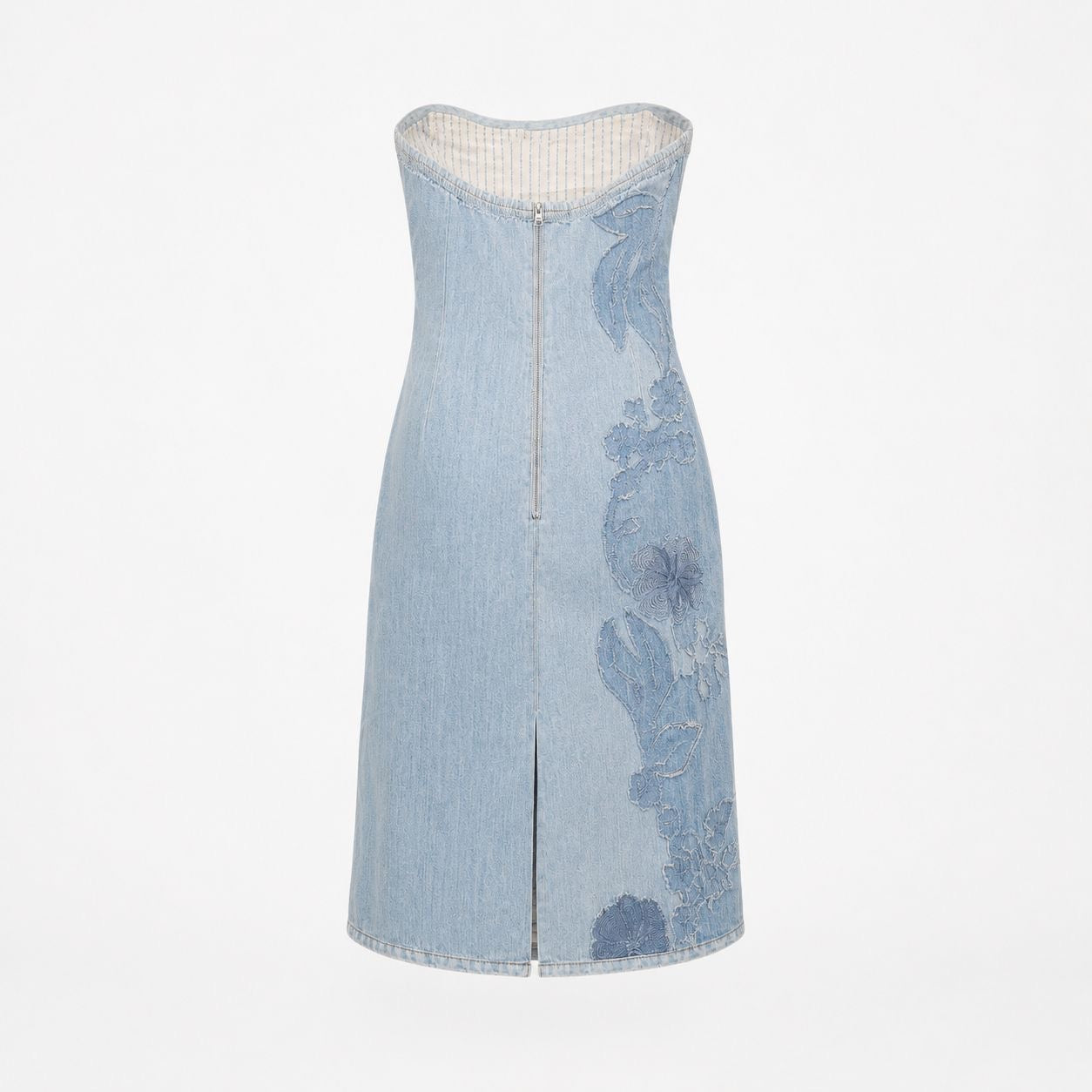 SCERVINO - DRESS DENIM OFF-SHOULDER LIGHT BLUE SIZE 42 IT