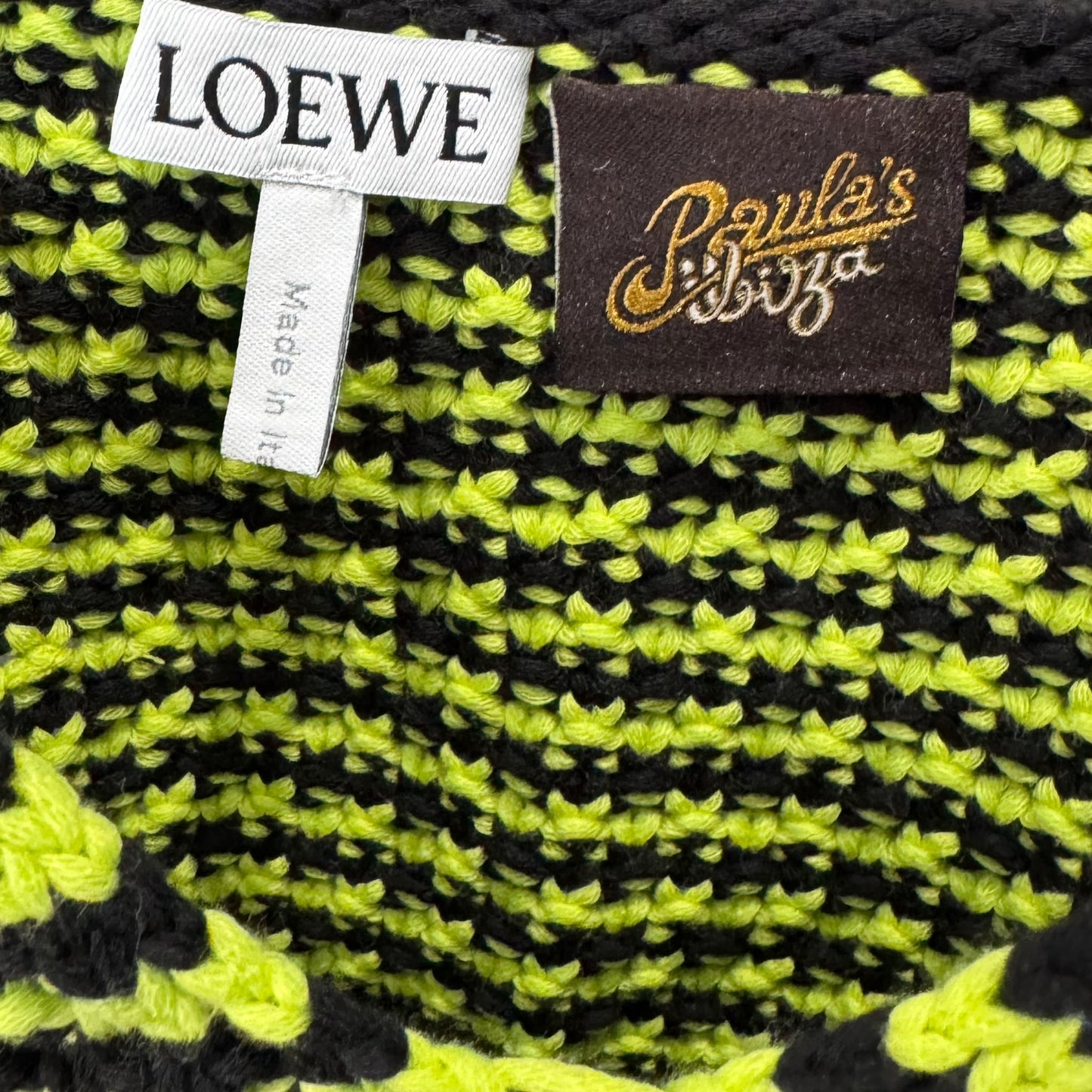 LOEWE X PAULA’S IBIZA - TOP CROPPED BLACK AND FLUO GREEN SIZE S