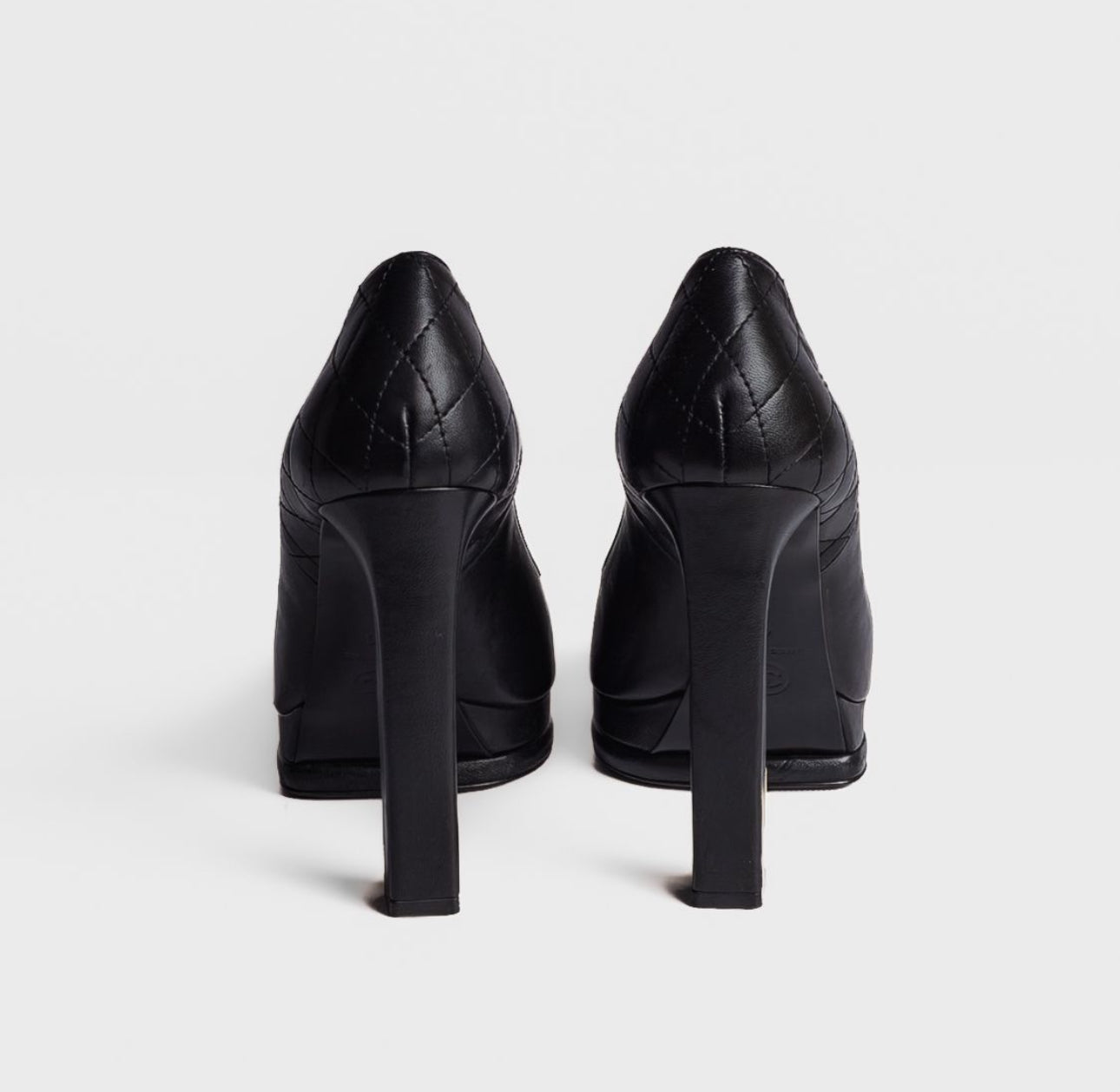 CHANEL - PUMPS QUILTED BLACK LEATHER SIZE 40 EU