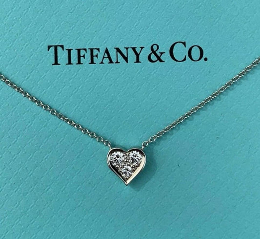 TIFFANY & CO - *BRAND NEW* NECKLACE PLATINUM THREE DIAMONDS HEART