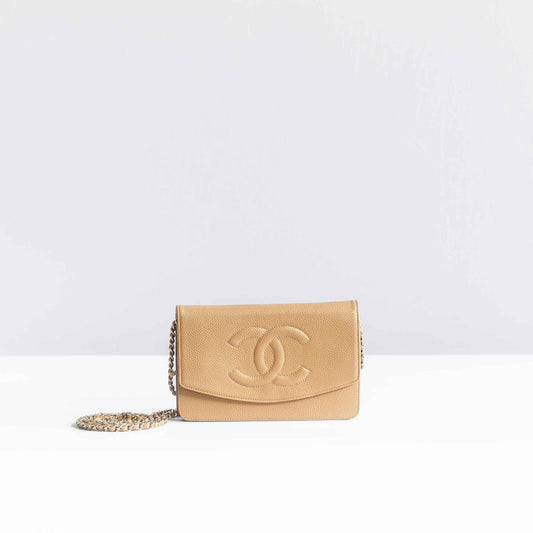 CHANEL - WALLET ON CHAIN BAG BEIGE CAVIAR LEATHER
