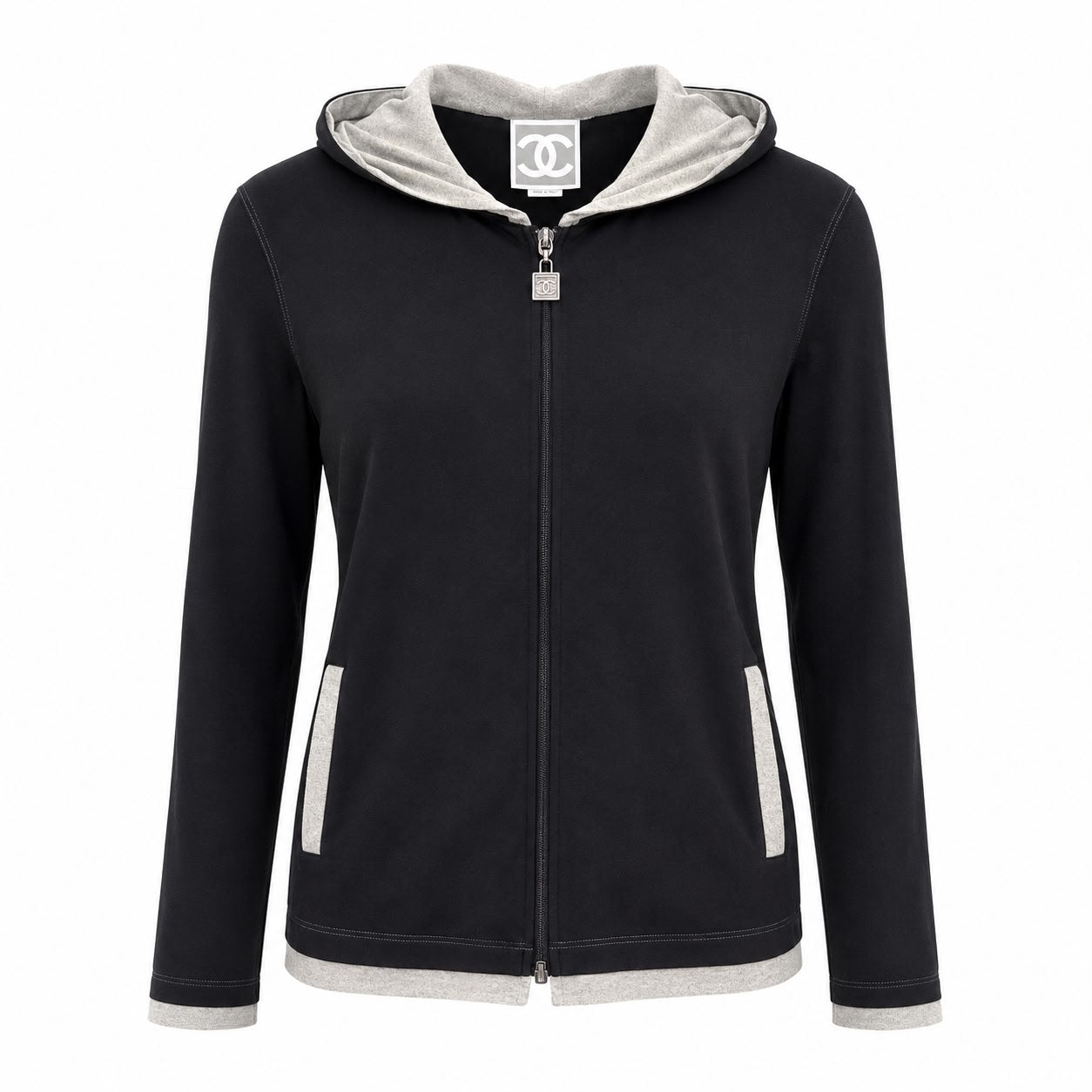 CHANEL - SET JOGGER WITH HOODIE, TANK TOP AND TROUSERS BLACK AND SILVER SIZE 40 FR