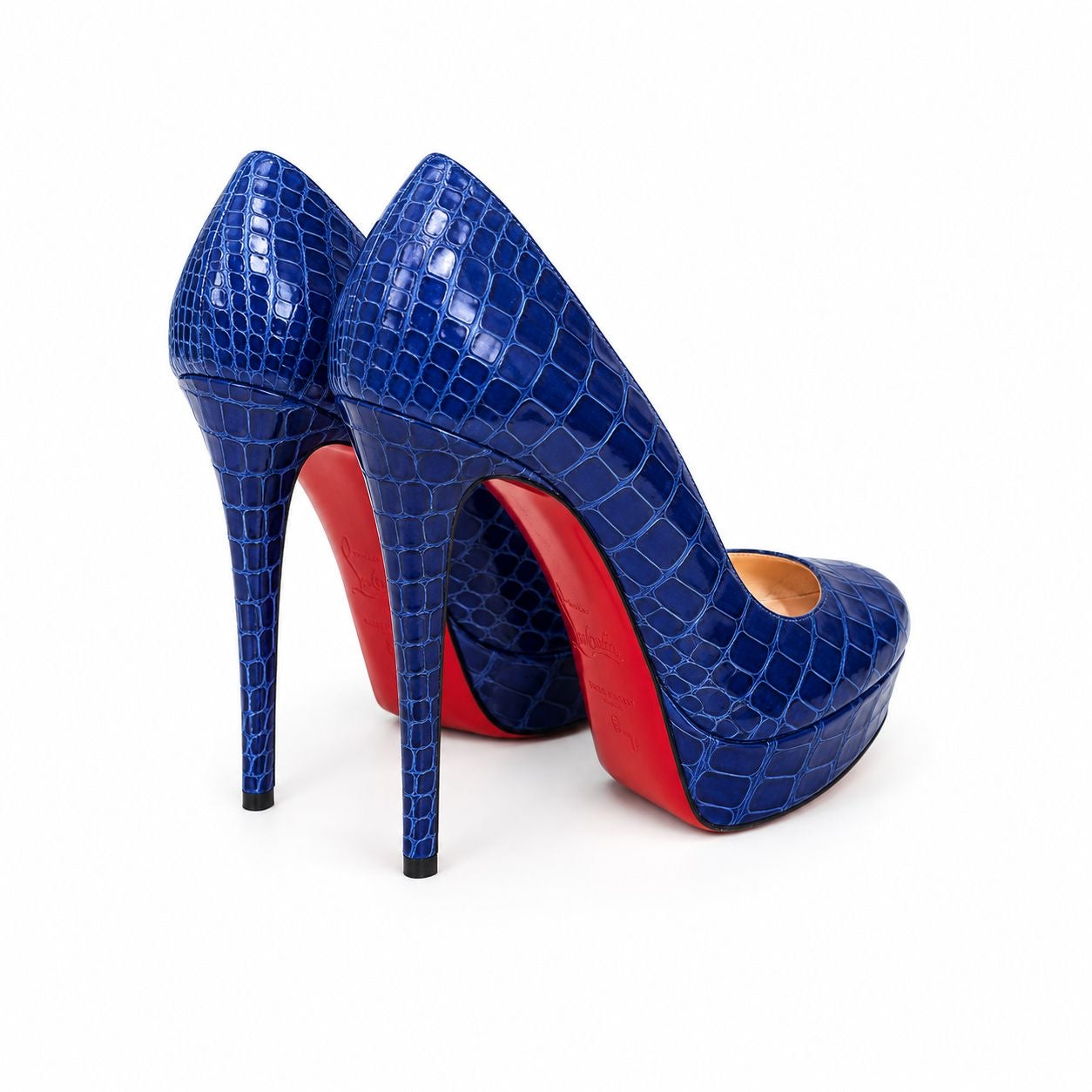 LOUBOUTIN - PUMPS ELECTRIC BLUE CROCODILE SIZE 38 EU