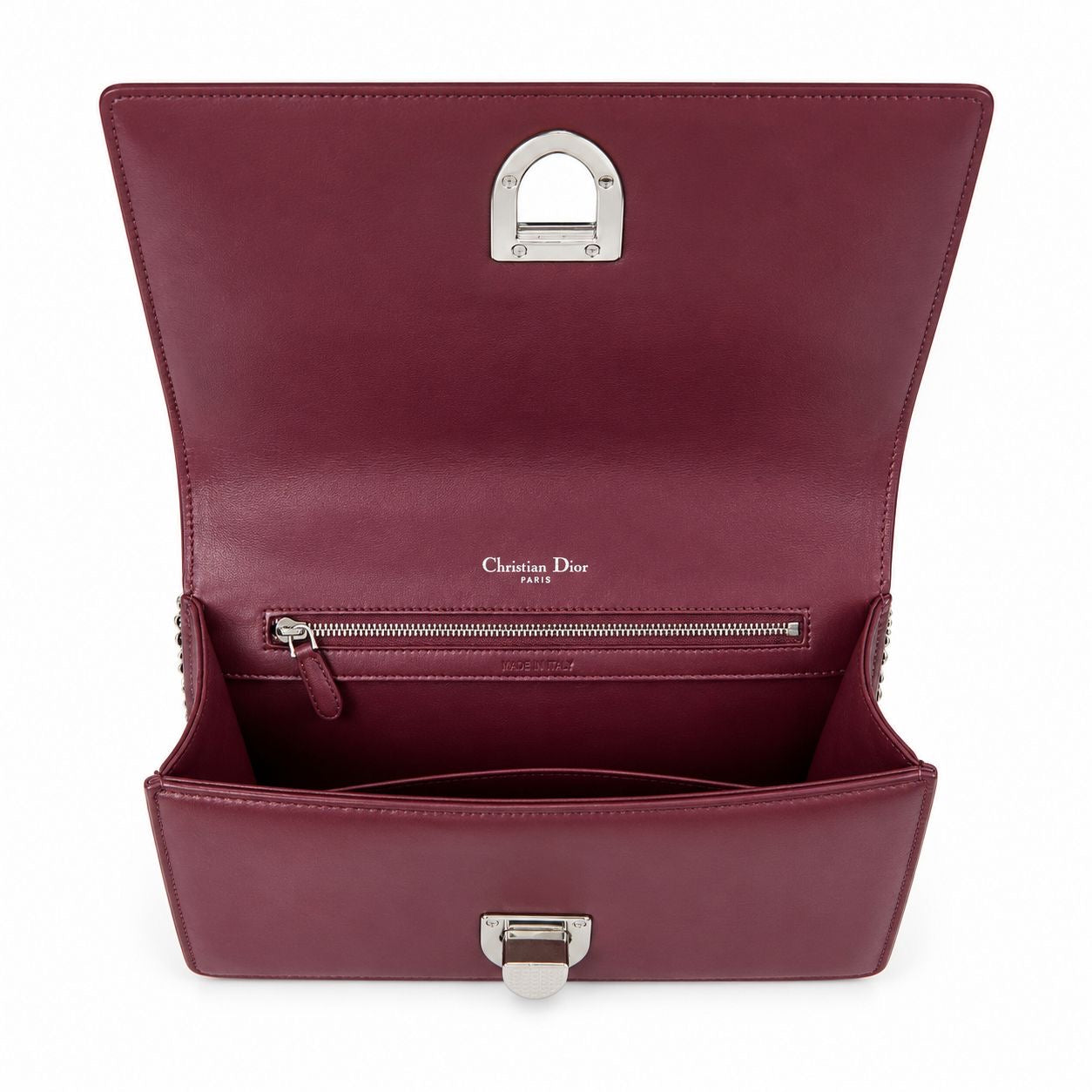 DIOR - BAG DIORAMA MEDIUM BURGUNDY TWEED AND LEATHER SILVER HARDWARE