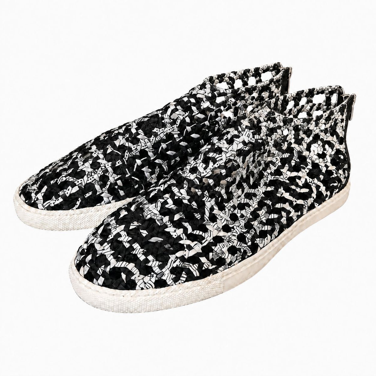 HERMÈS - SNEAKERS OXYGÈNE MULTICOLOR WOVEN SILK CAVALCADOUR SIZE 37 EU