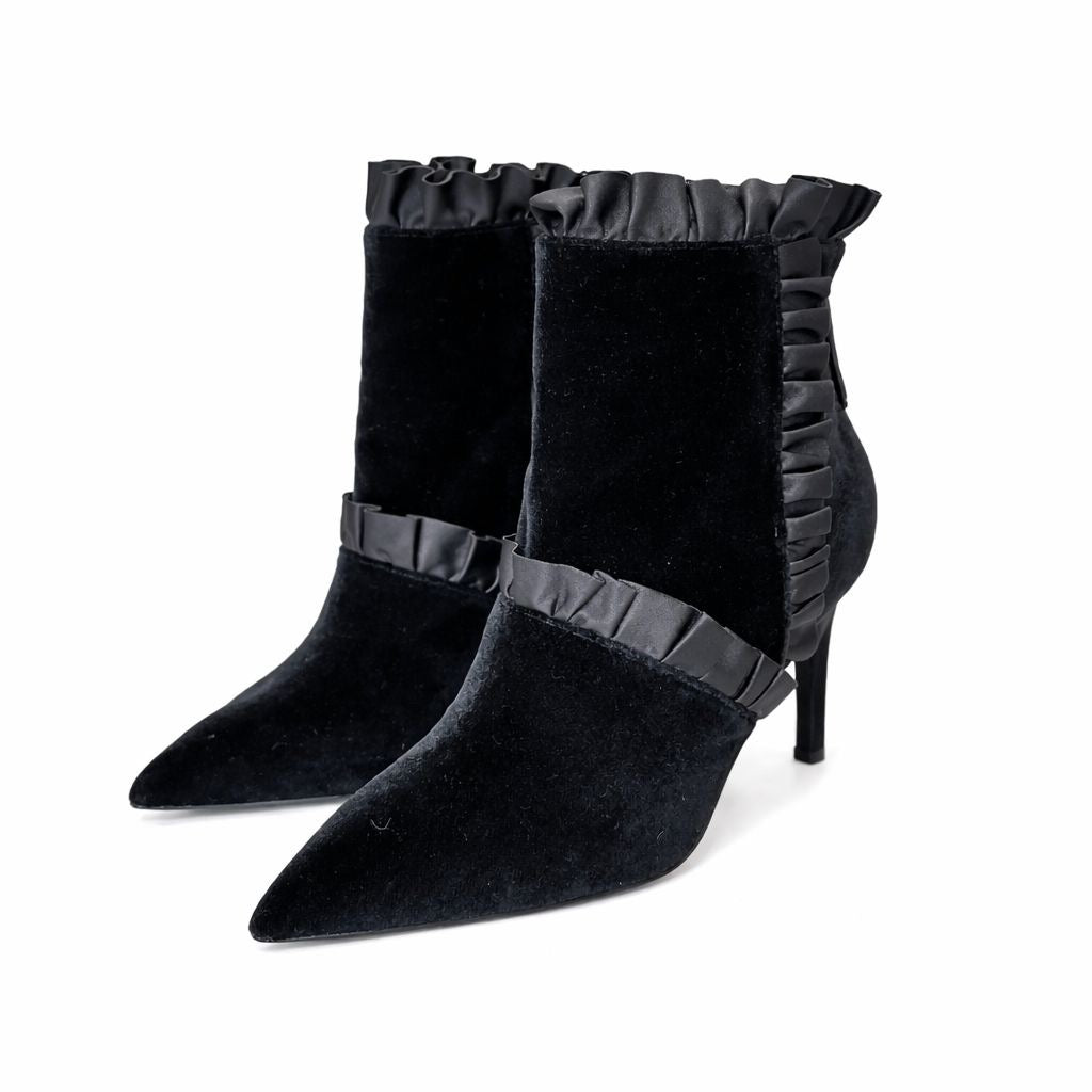 CHRISTOPHER KANE - *BRAND NEW* HIGH BOOTIES  BLACK VELVET SIZE 40 EU