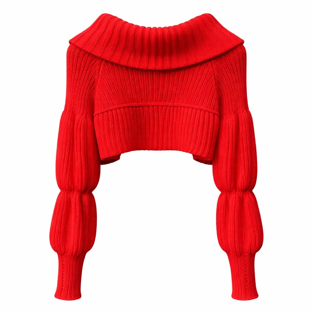 VALENTINO - CARDIGAN RED CROPPED CASHMERE BLEND SIZE M