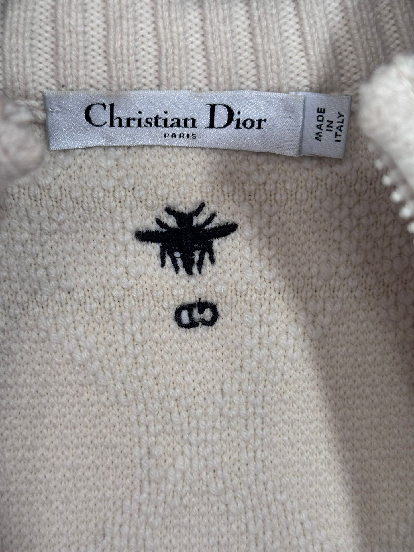 DIOR - CARDIGAN MACROCANNAGE ECRU WOOL & CASHMERE SIZE 36 FR