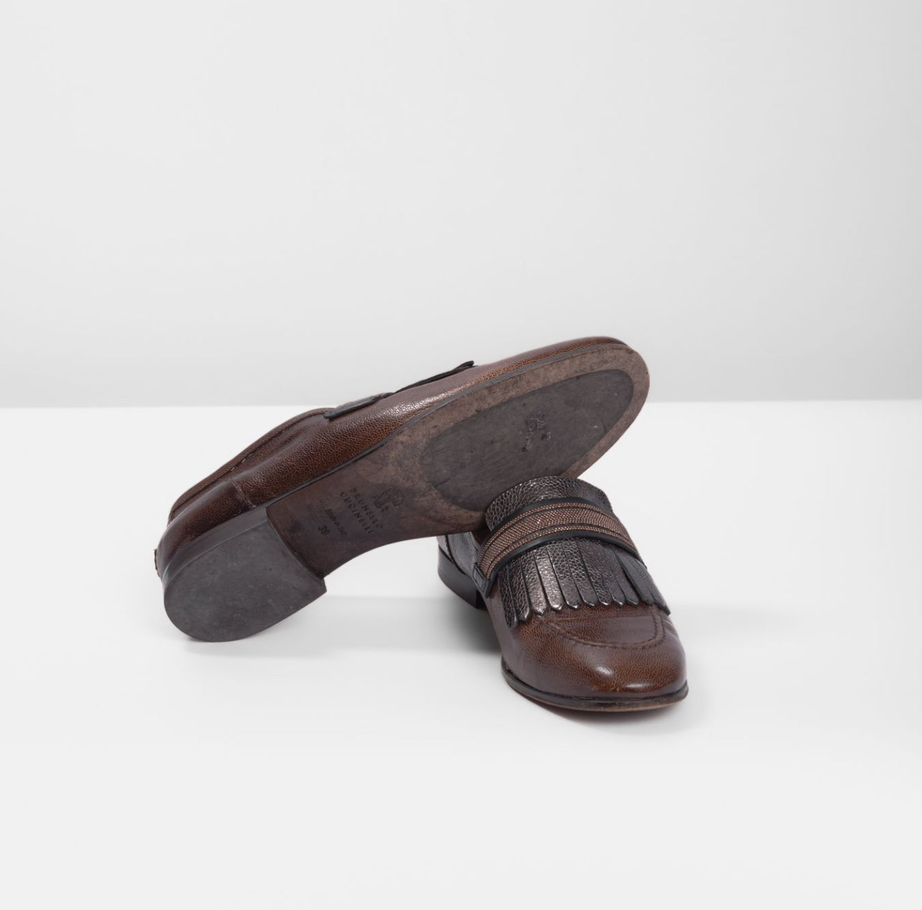 BRUNELLO CUCCINELLI - LOAFER BROWN LEATHER SIZE 39 EU