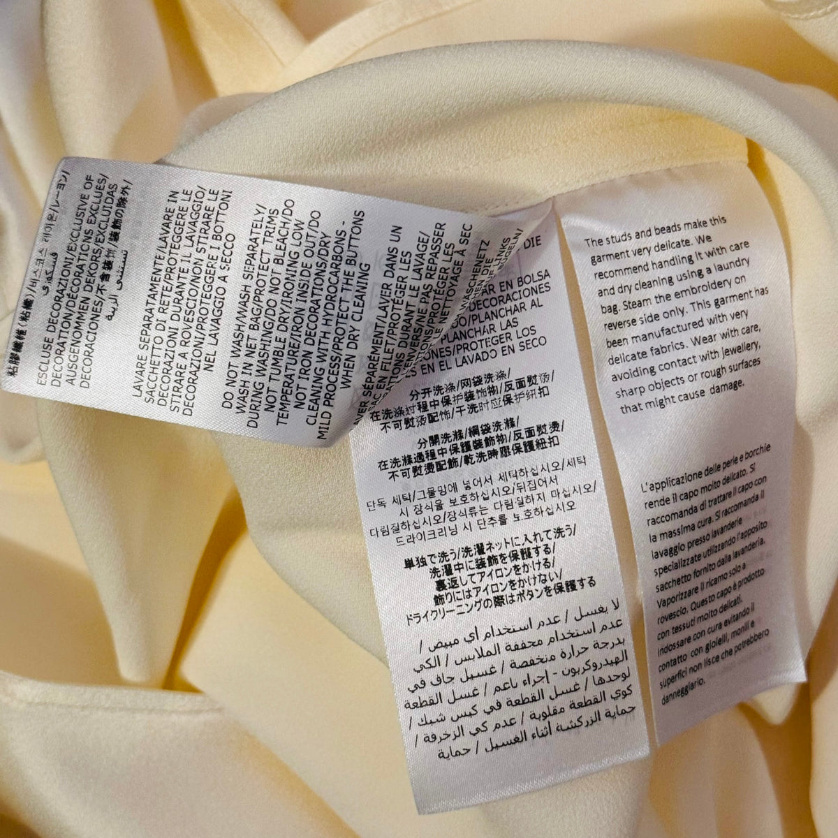 STELLA MCCARTNEY - *NEW WITH TAG* SHIRT SATIN BUTTERMILK OVERSIZED PEARL-BUTTON SIZE 40 IT