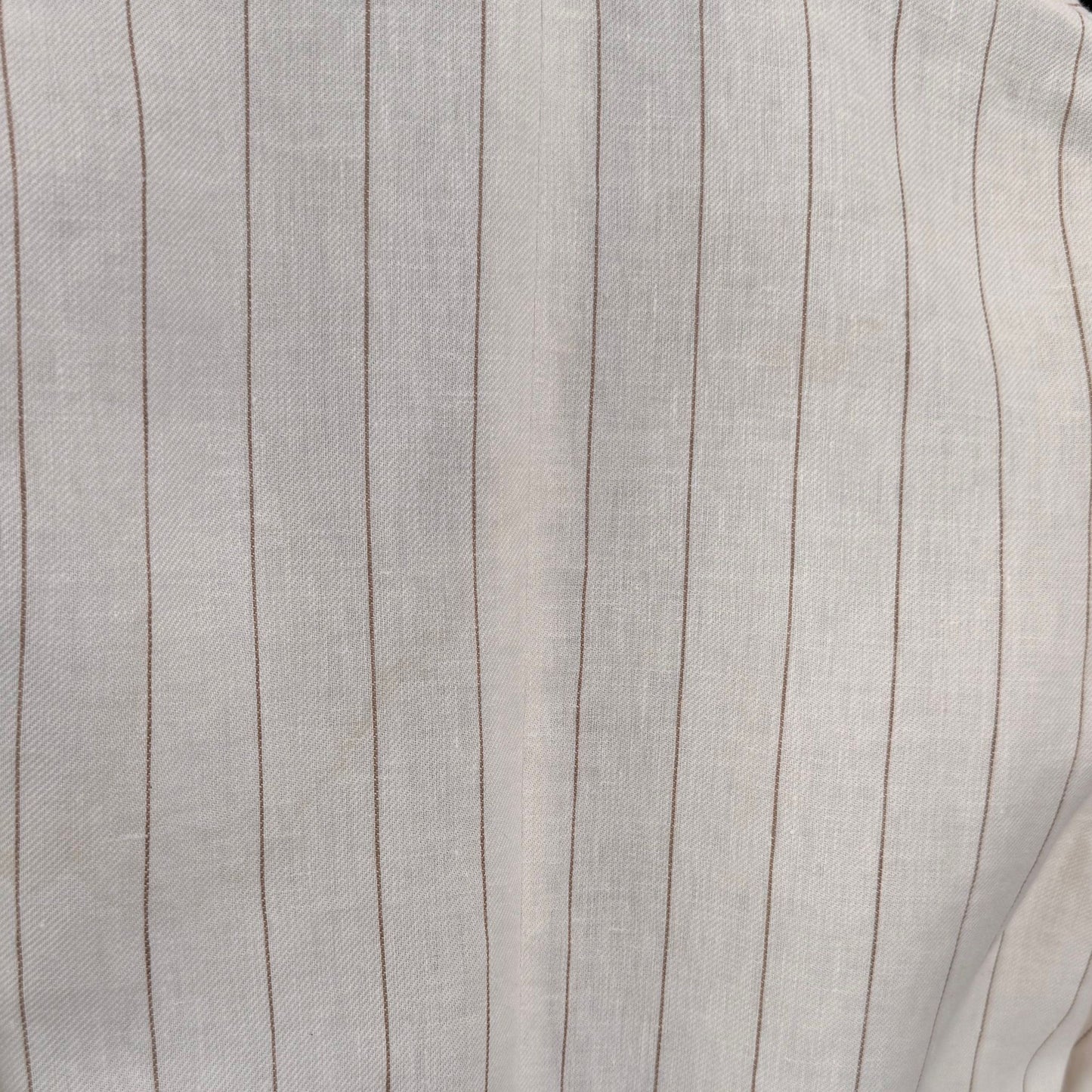 LORO PIANA - BLAZER LINEN STRIPED MILKY AND LIGHT BROWN WITH BELT SIZE 38 IT