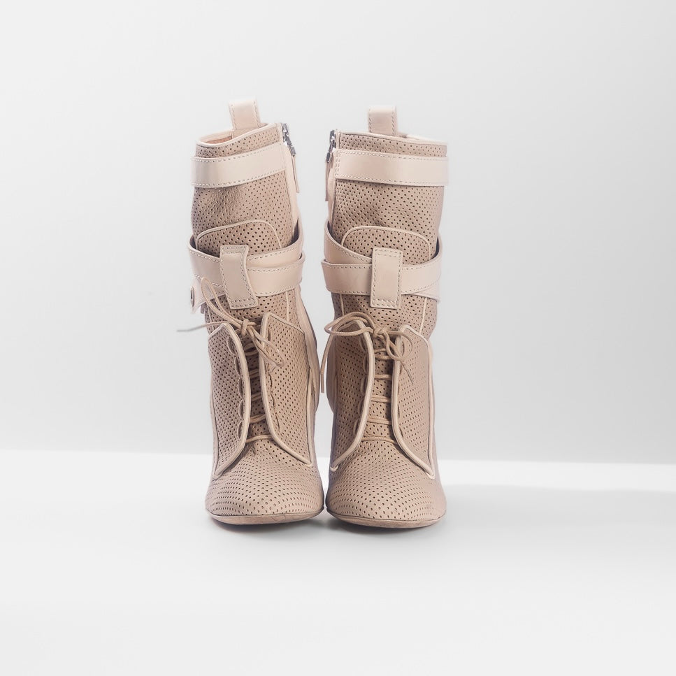 FENDI - HIGH ANKLE BOOTIES PINK LEATHER SIZE 39 EU