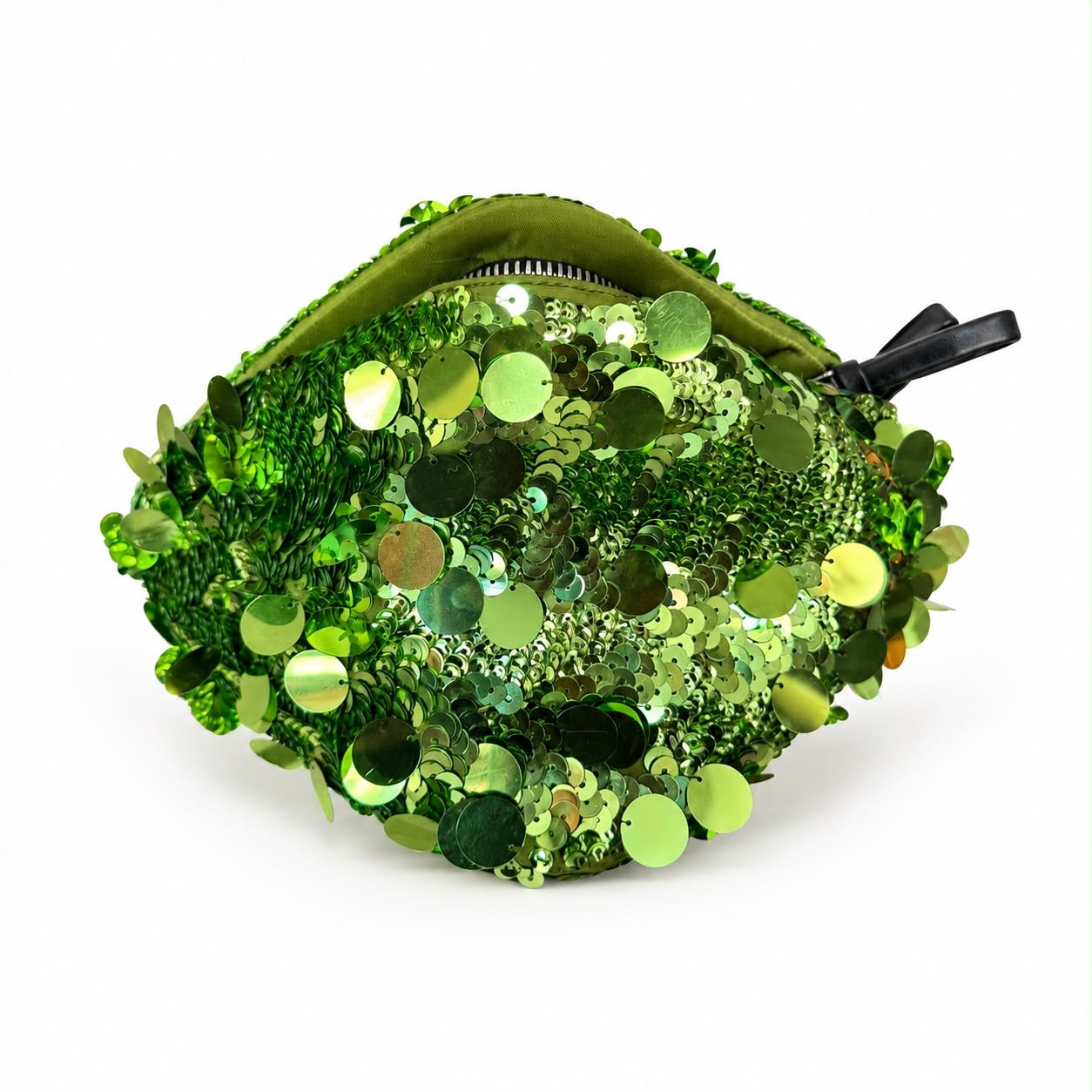 PRADA - BAG GREEN SEQUIN TRIANGLE WITH BLACK LEATHER DETAILS