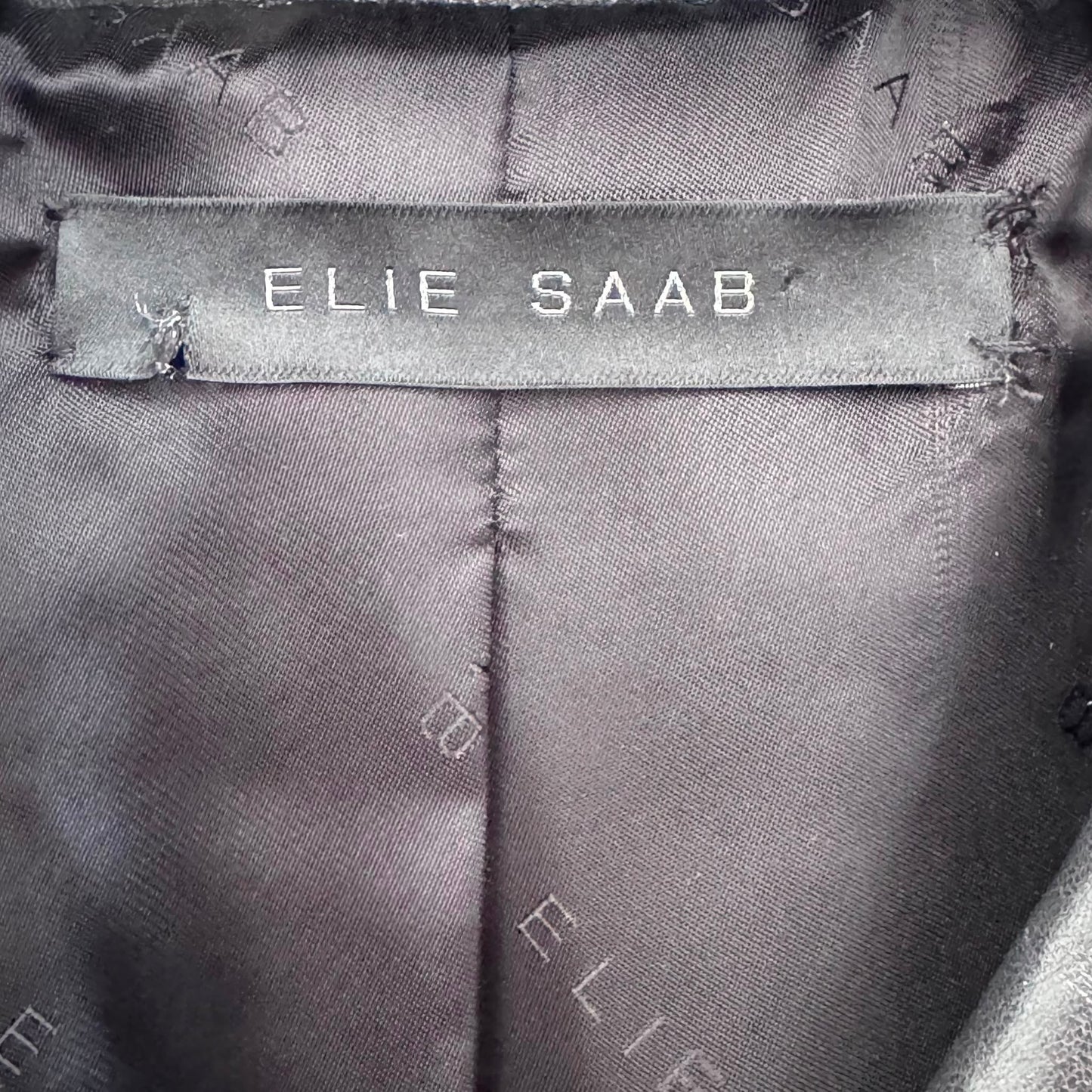 ELIE SAAB - JACKET BLACK LAMBSKIN LEATHER WITH STUDS & FLORAL EMBROIDERY SIZE 40 FR
