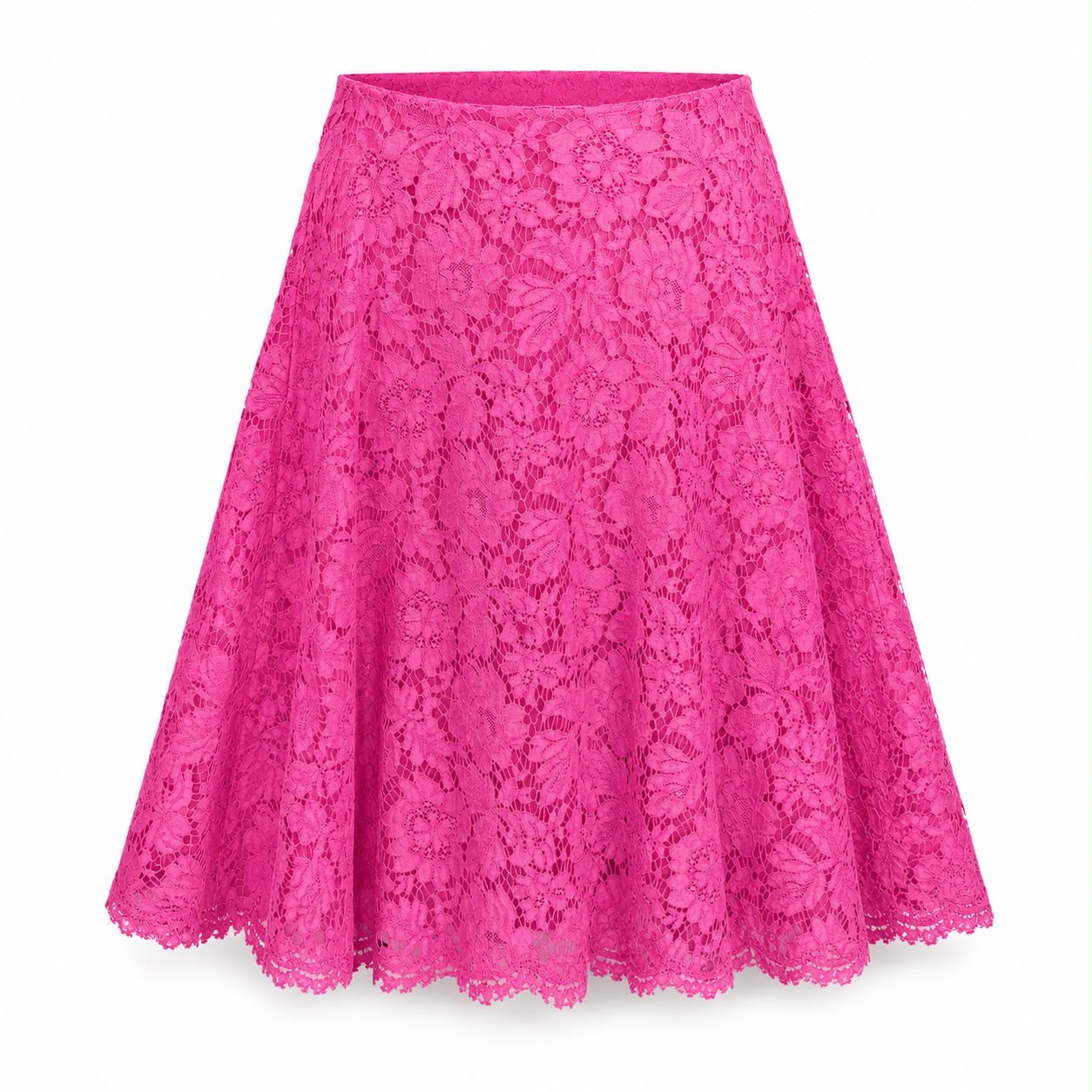 VALENTINO - MINI SKIRT FUCHSIA FLORAL LACE SIZE 38 IT
