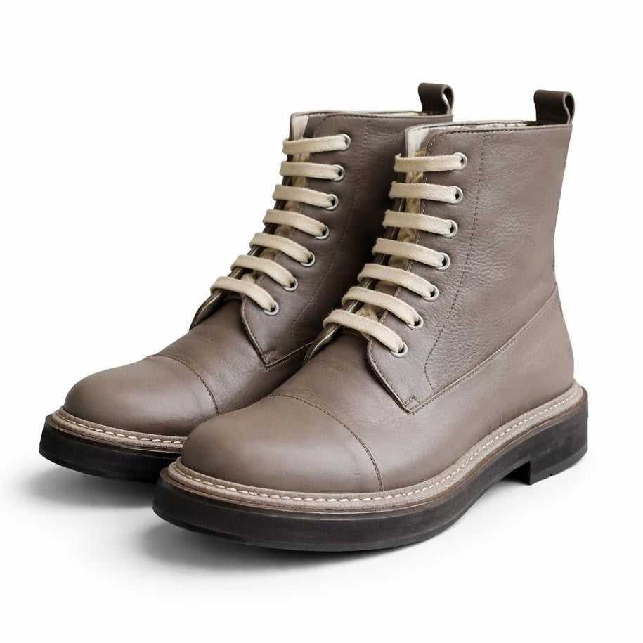BRUNELLO CUCCINELLI - BOOTIES BROWN LEATHER SIZE 40 EU