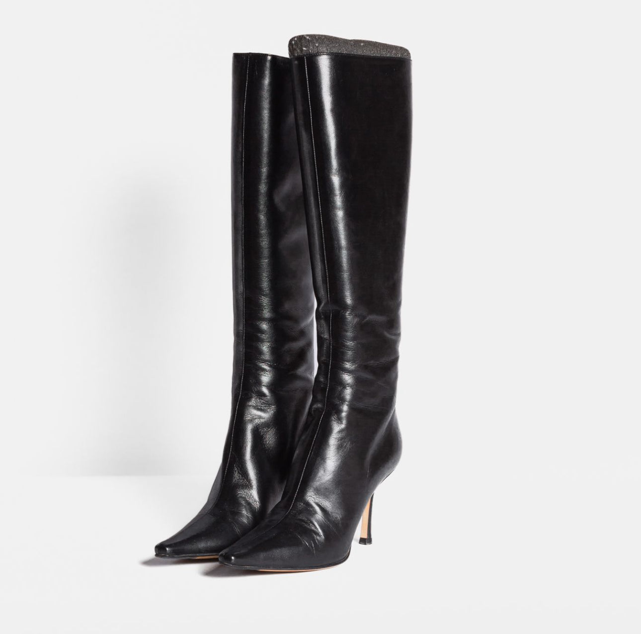JIMMY CHOO - HIGH BOOTS BLACK LEATHER SIZE 37,5 EU