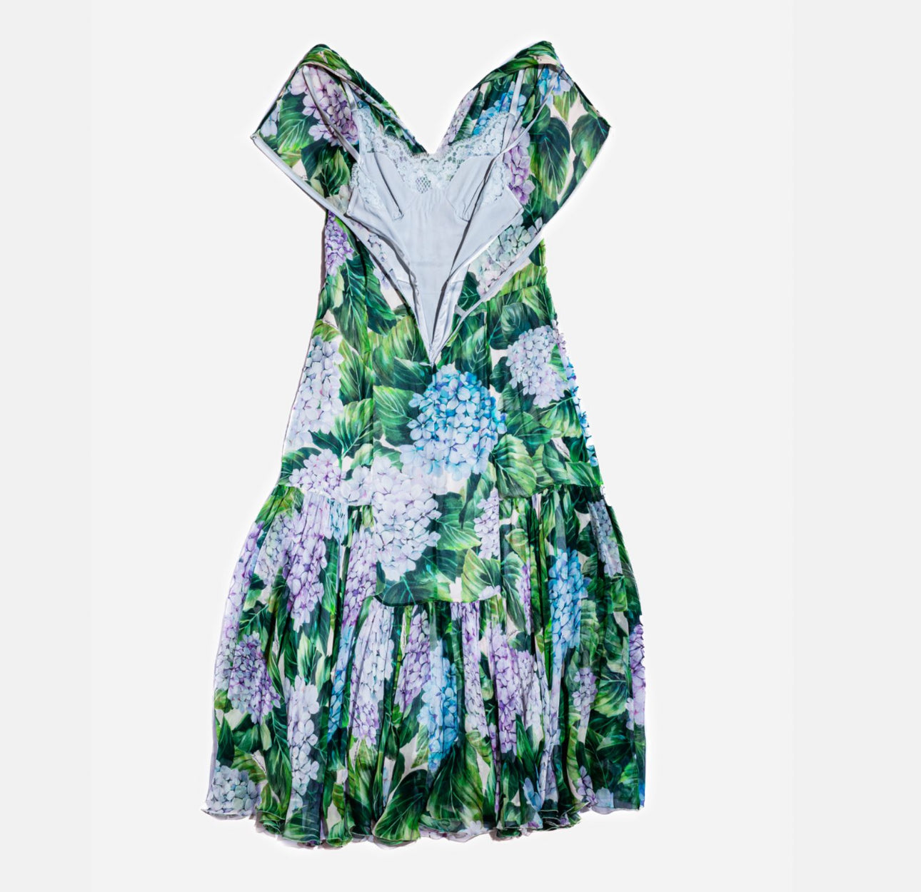 DOLCE & GABBANA - DRESS HYDRANGEA PRINT SILK CHIFFON SLEEVELESS SIZE 40 IT