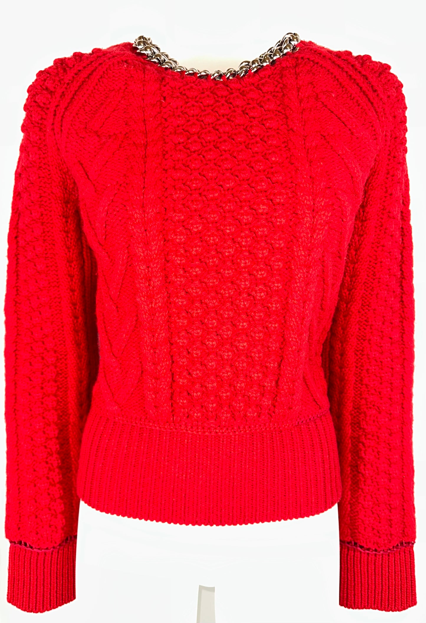 BOTTEGA VENETA - Pullover red open back chain details size S